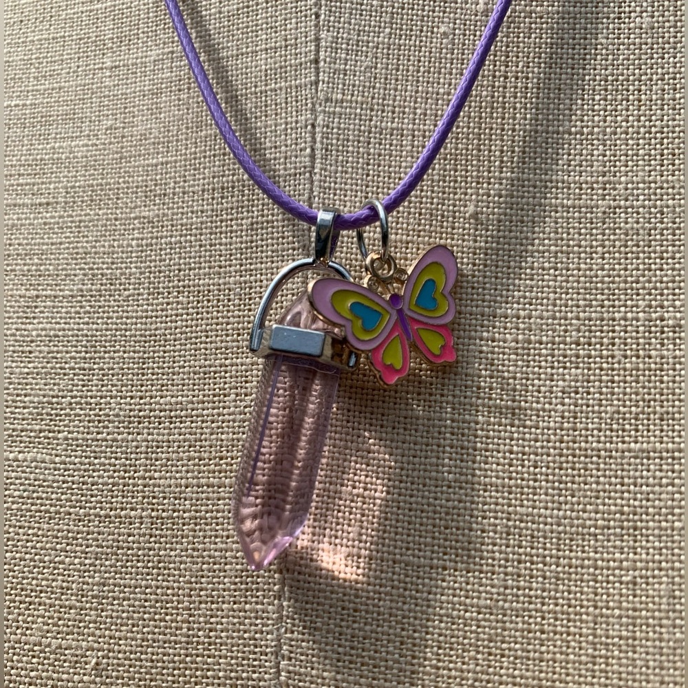 Handmade Dagger Resin Crystal Amulet Necklace & Butterfly Charm - Picture 9 of 9